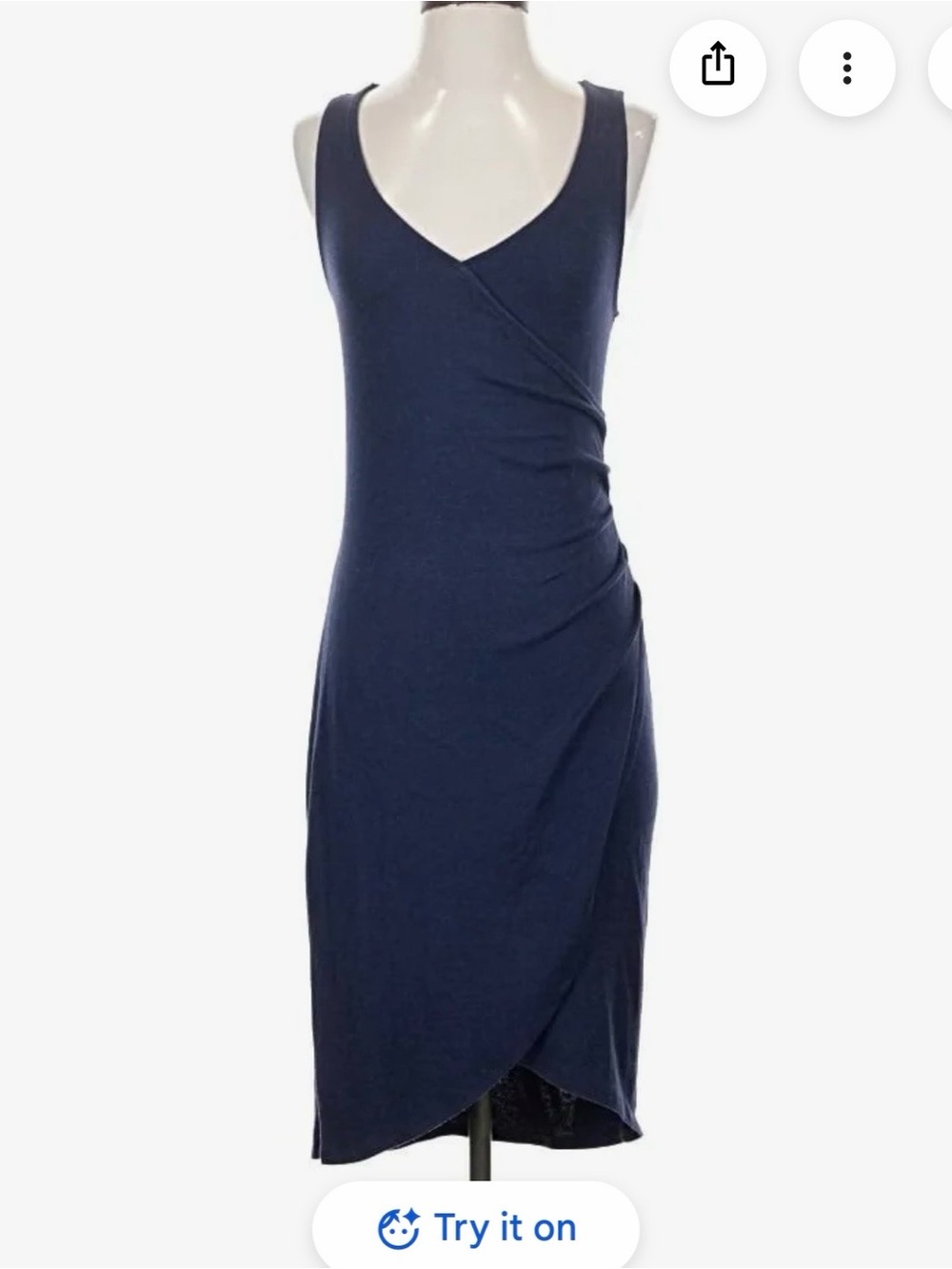 Leith - Sleeveless Navy Draped V-Neck Dress